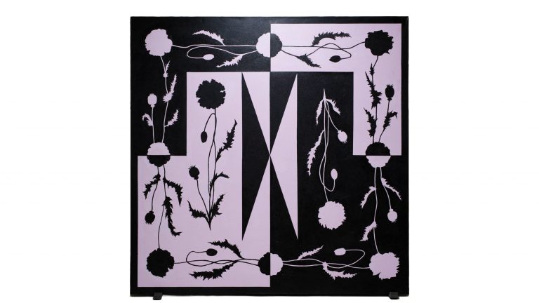 Grafisk målad tavla av blommor