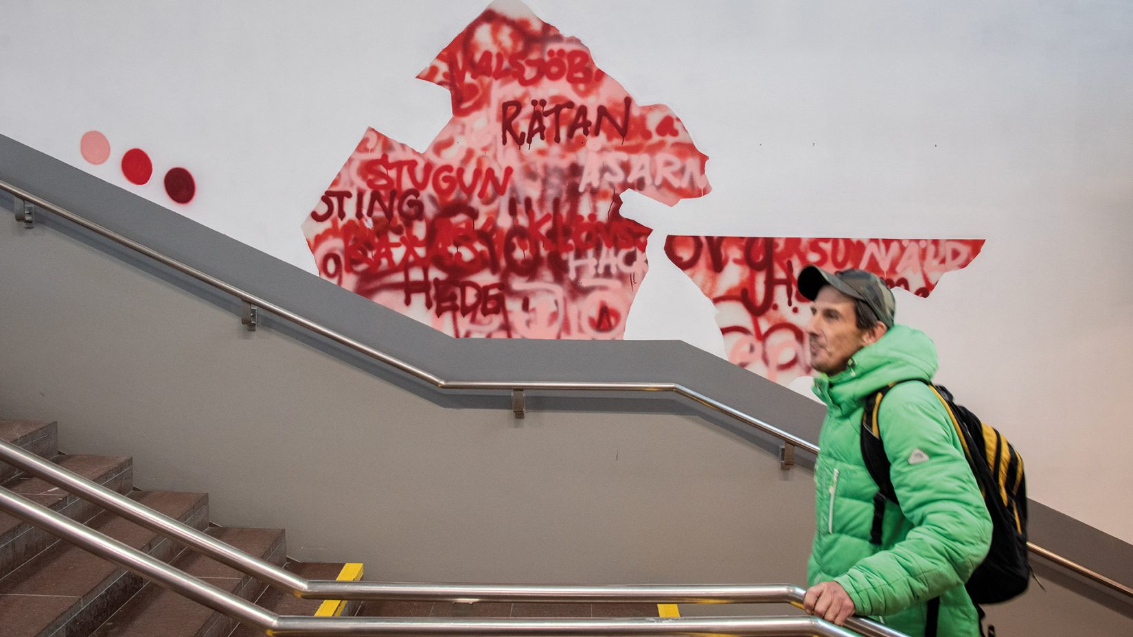 Väggmålning i en trappa