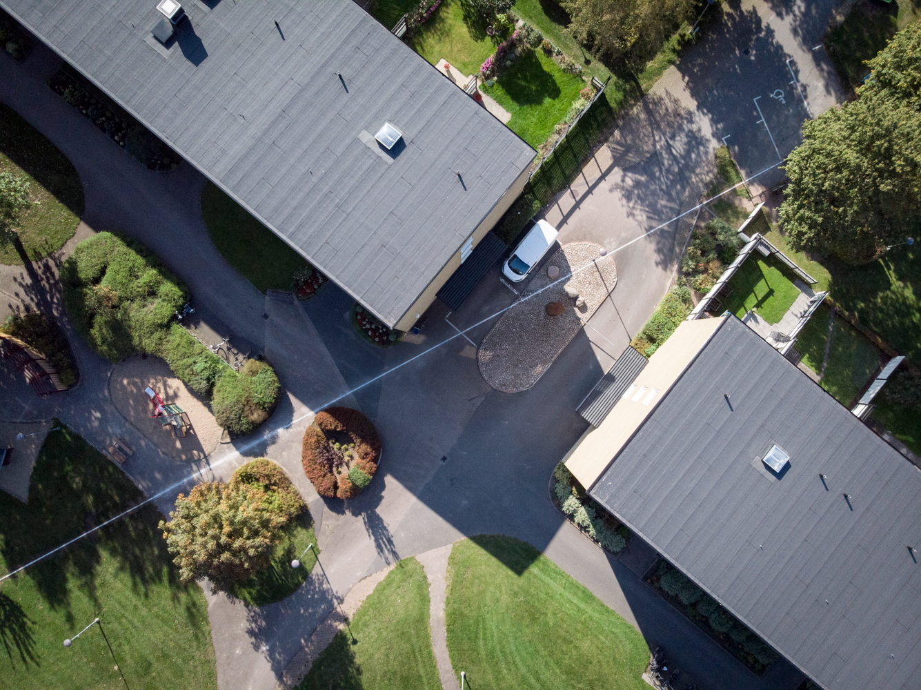 Ett fågelperspektiv av ett bostadsområde