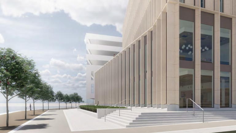 Skissbild på en modern byggnad