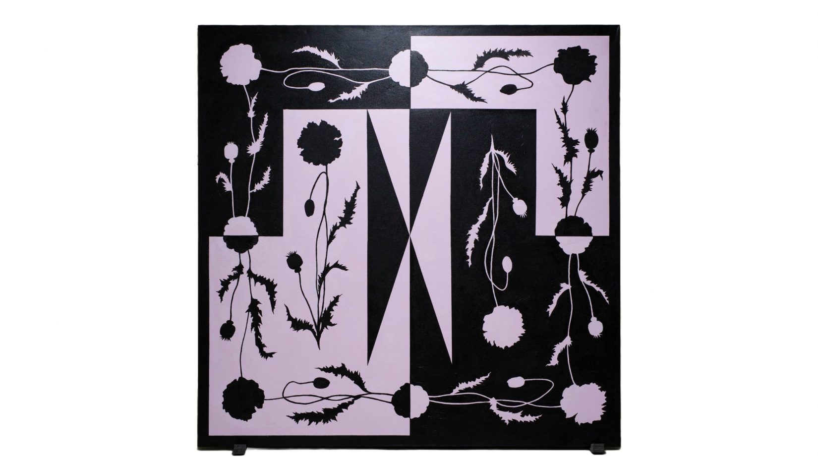 Grafisk målad tavla av blommor