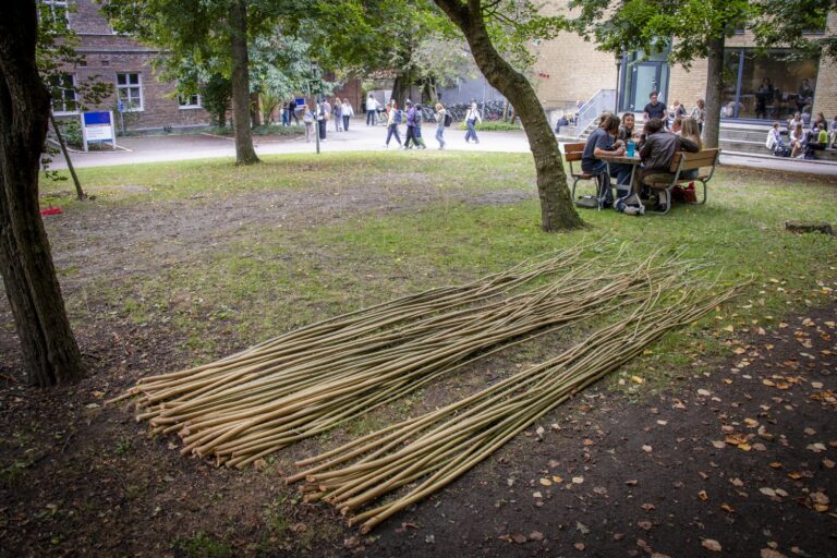 En grupp människor som sitter på en bänk i en park.